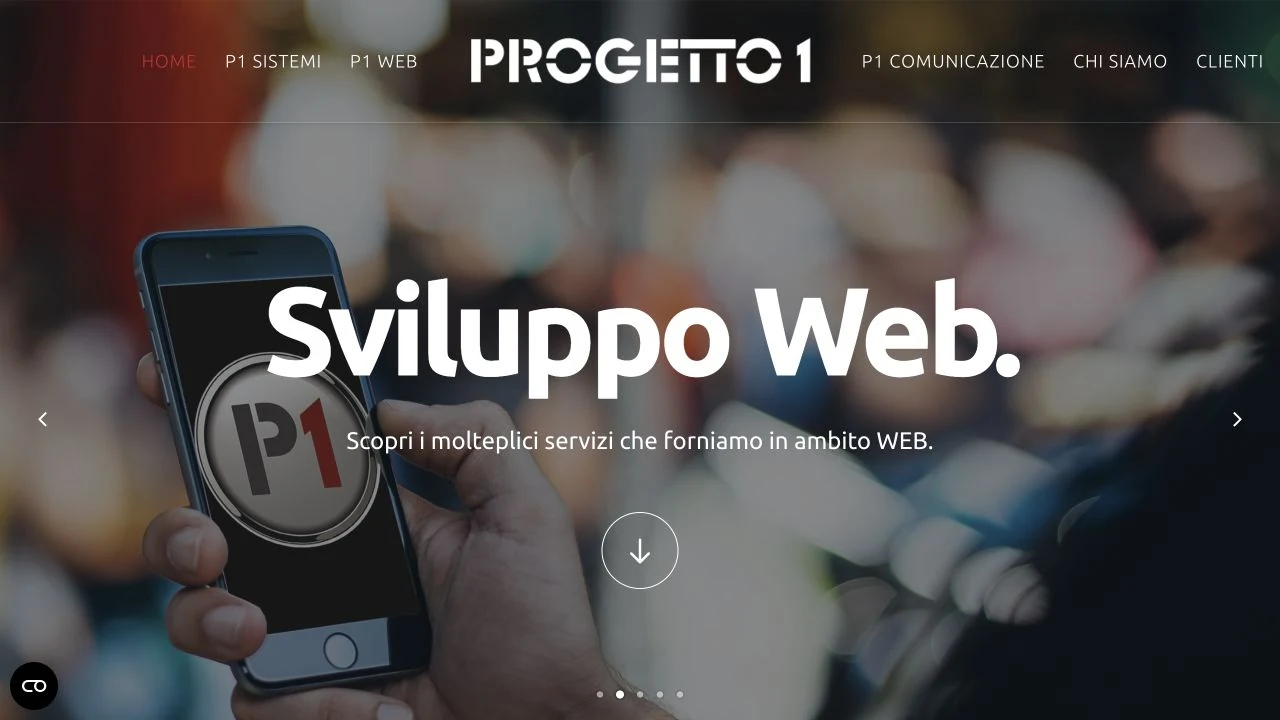 Schermata del sito Progetto1: presentazione dei servizi informatici